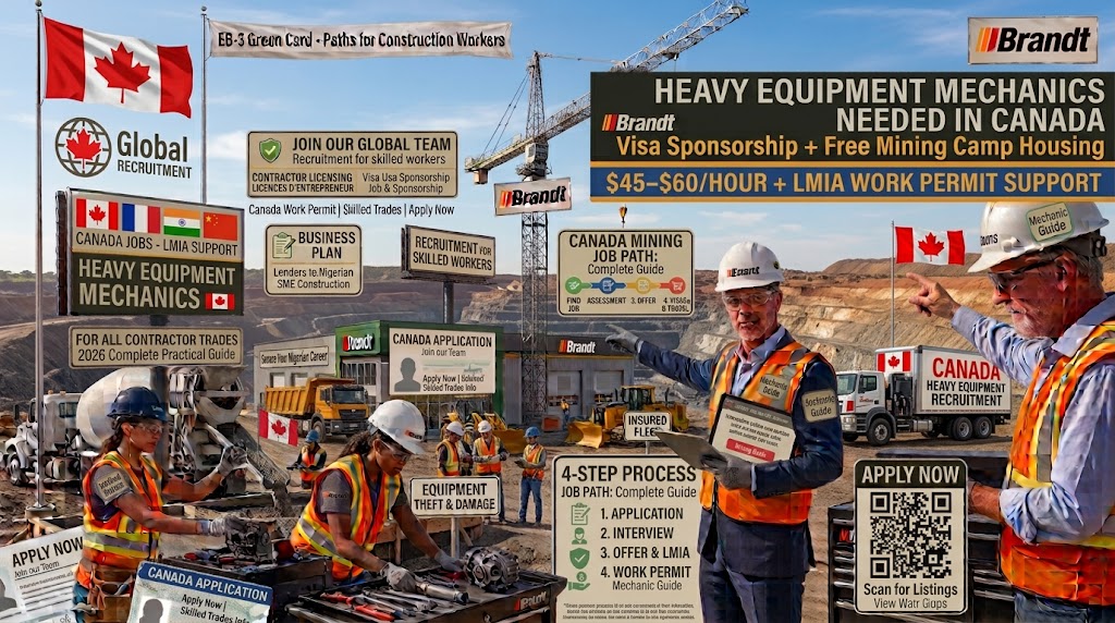 Heavy Equipment Mechanics Needed in Canada ($45–$60/Hour + LMIA Work Permit Support)